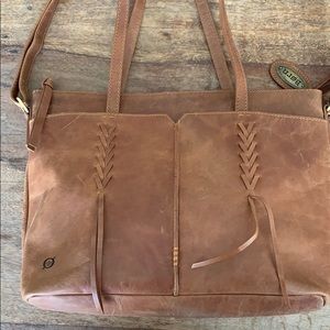 BORN Brown Leather Satchel Purse NWOT